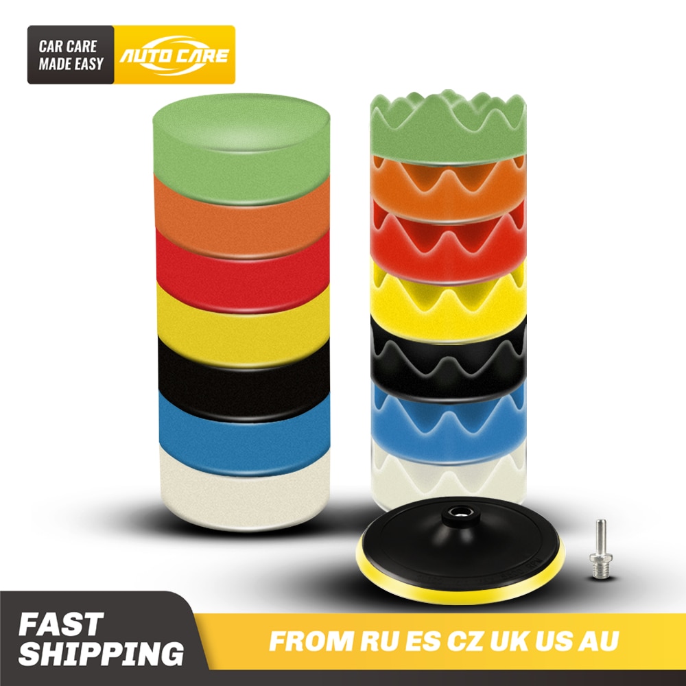 Almohadillas de pulido para coche, Kit de almohadillas de esponja para pulir, adaptador de taladro, herramientas eléctricas, accesorios para automóviles, M10, M14, 16 Uds.