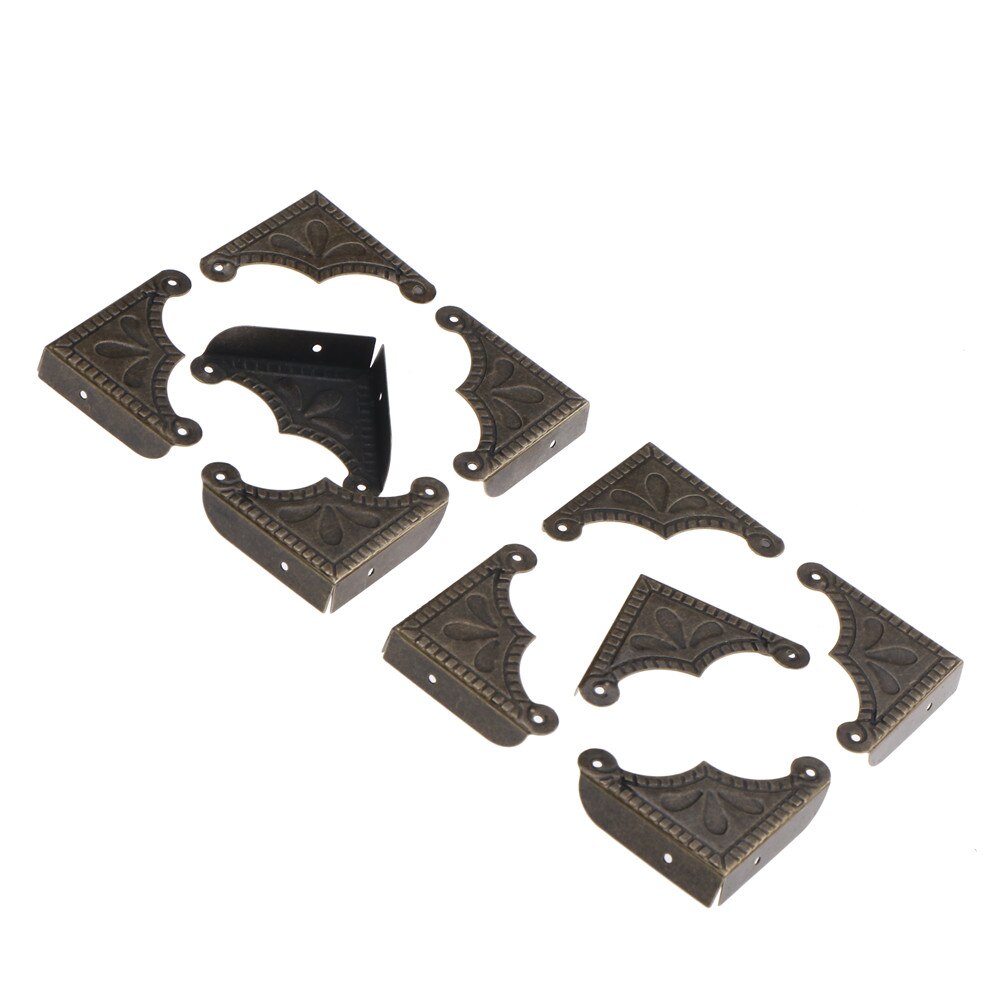 10pcs Corner Brackets Antique Brass Jewelry Wine Box Wooden Case Chest Edge Cover Corner Protector Furniture Hardware
