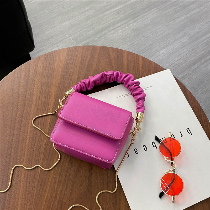 Bolsos de lápiz de labios Super Mini, bandoleras de piel sintética con pliegues para mujer, bolsos de verano , bolsos cruzados: Rose-Red