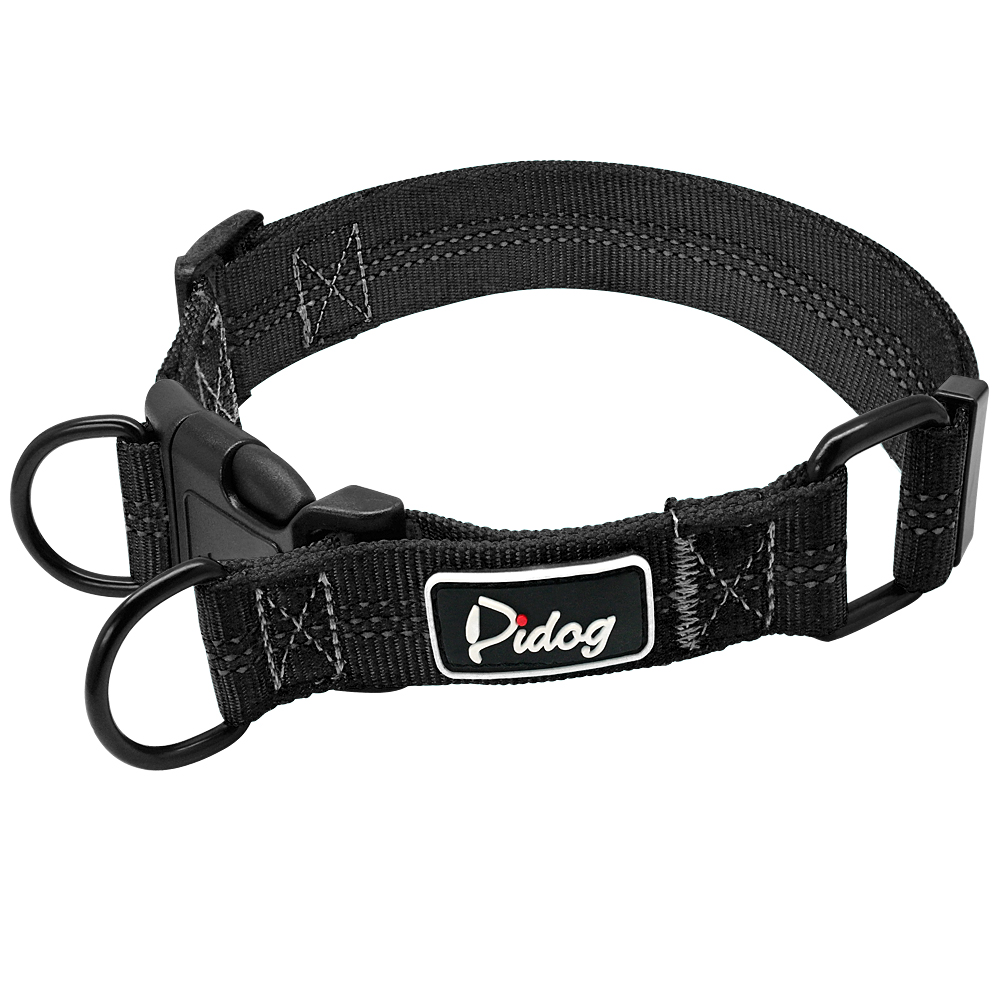 Collar reflectivo para Perro, hebilla ajustable de seguridad, nailon, pequeños y medianos para cachorros, Pitbull, Beagle, S, M, L: Black / S