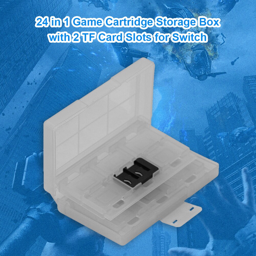 Estuche para tarjetas de juego 24 en 1 para Nintendo Switch, caja de almacenamiento portátil de plástico duro con 2 ranuras para tarjetas TF
