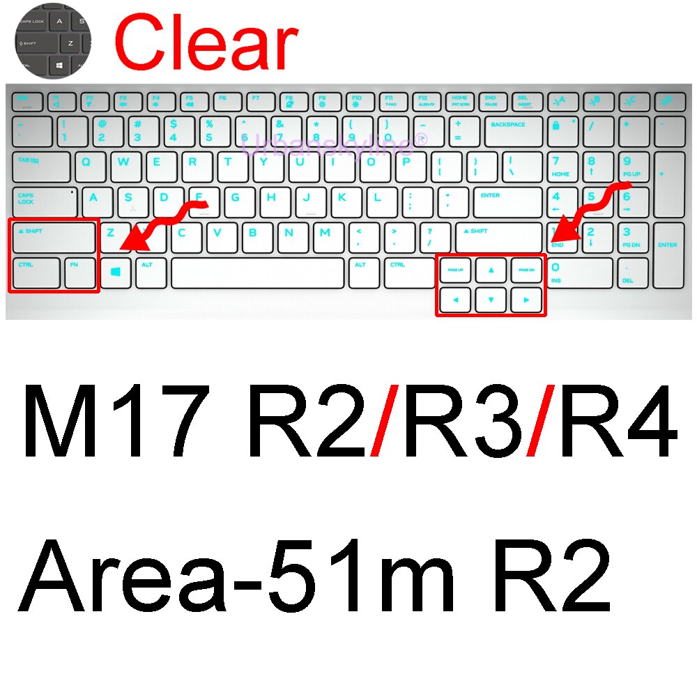 Keyboard Cover for Alienware M15 R7 M17 R5 R6 X14 X15 R1 X17 R2 Area-51m R3 R4 13 14 15 17 18 Protector Skin Case Silicone ALW: Clear M17 51m R2