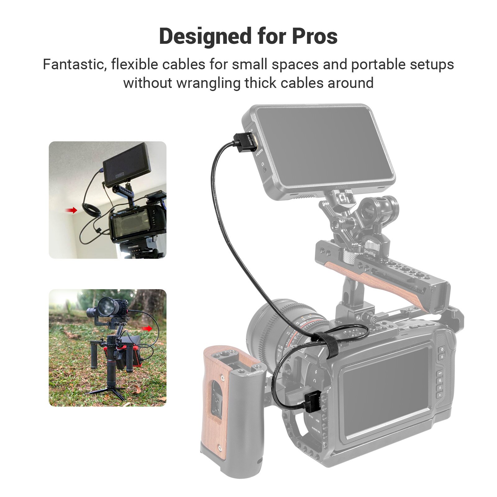Smallrig Ultra Slanke 55Cm (A Naar A) 4K-Kabel Voor Dslr-Camera/Monitor/Draadloze Videozender En Ontvangerkabel, Geüpgraded-2957b