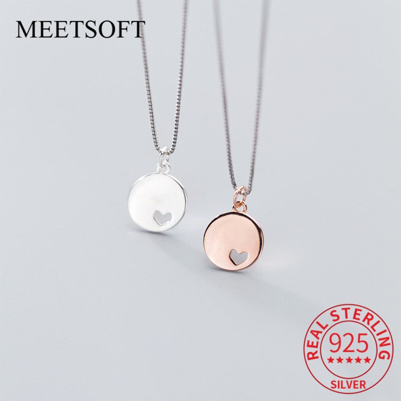 MEETSOFT – collier romantique en argent Sterling 925, breloques minimalistes en forme de cœur, bijoux faits à la main, accessoire (sans chaîne)