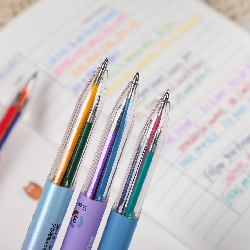 0.5mm Multifunctional Gel Pen Quick Drying Cap Neutral Pen 3 Color Press Gel Pen Journal Writing Supplies Stationery
