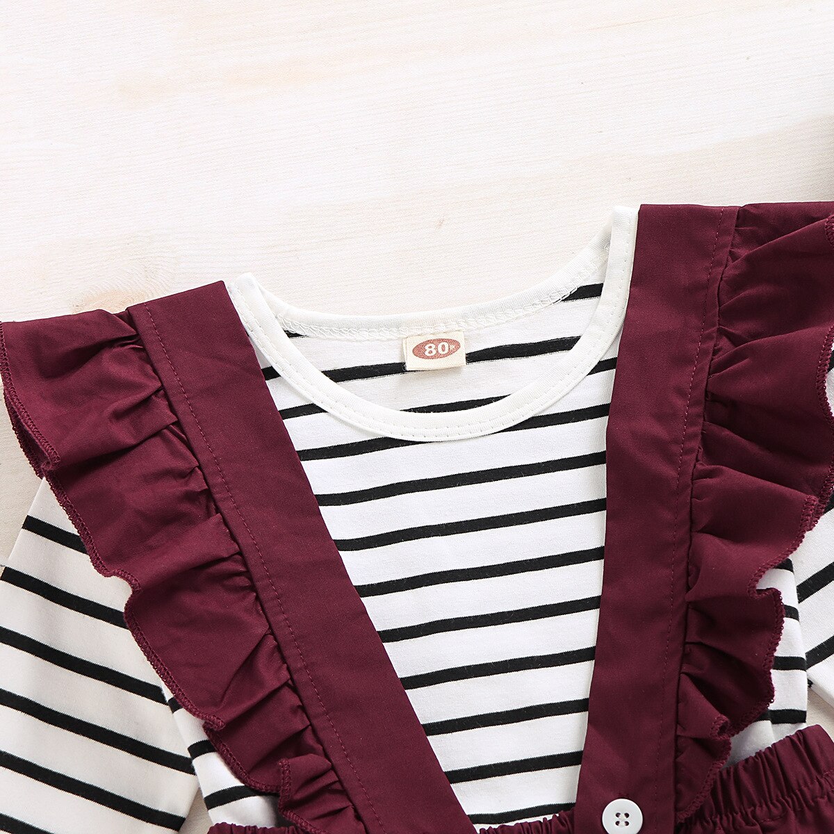 Meisjes Rokken Tweedelige Pak Lange Mouwen Gedrukt Gestreepte Tops En Meisjes Sling Kant Rok Kinderkleding