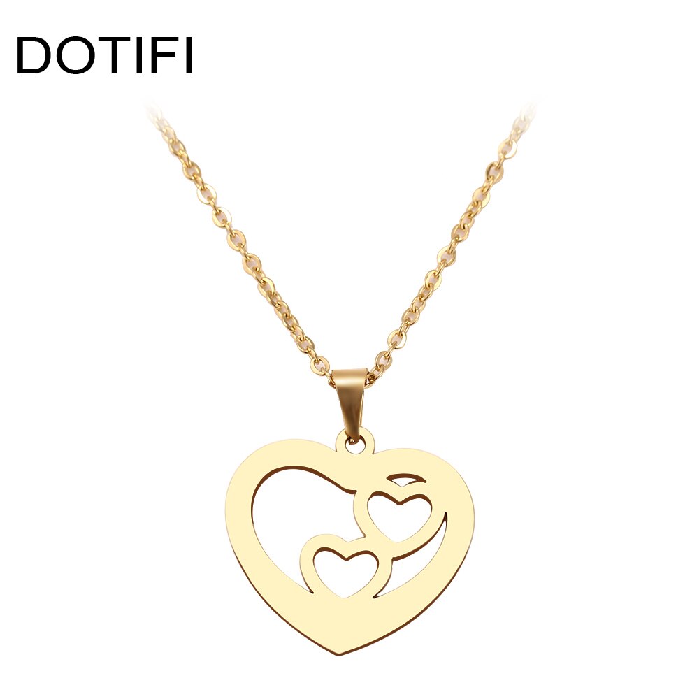 Dotifi in Acciaio Collana in Acciaio per Le Donne Uomo Del Regalo Geometriche Cuori Del Pendente Del Choker Della Collana di Fidanzamento Gioielli