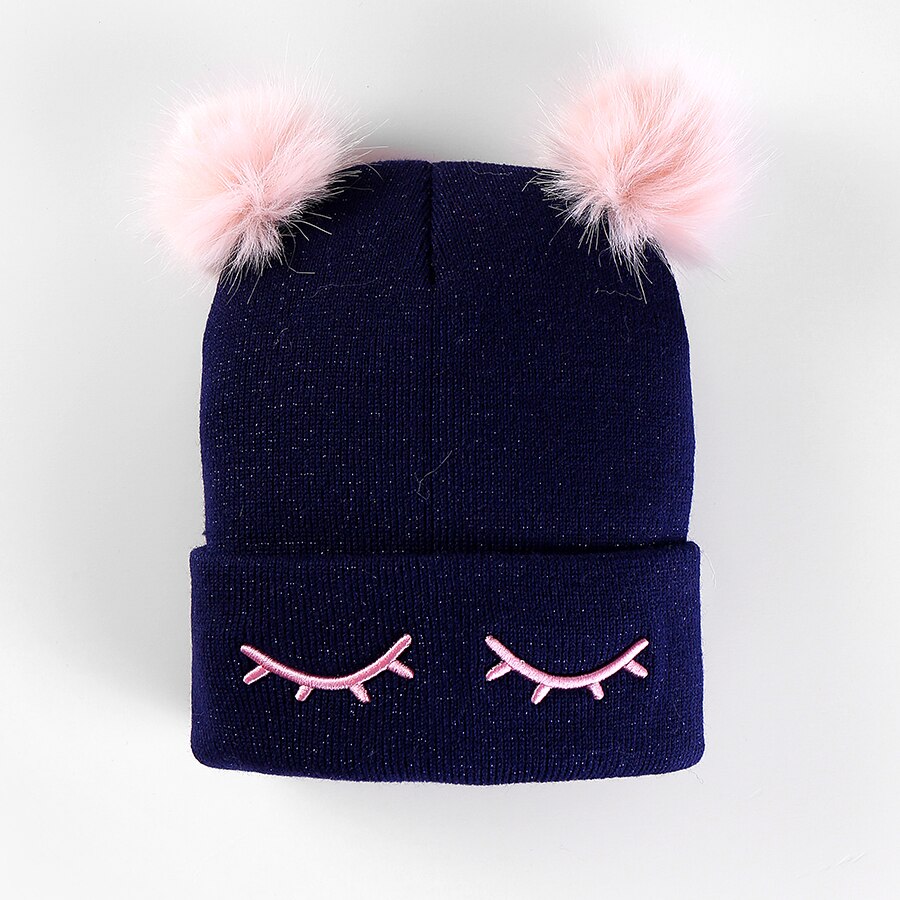 Gorros de niña de unicornio, sombrero con pompón, gorro de punto para niño y niña, gorra de , Gorros de bebé,: Azul