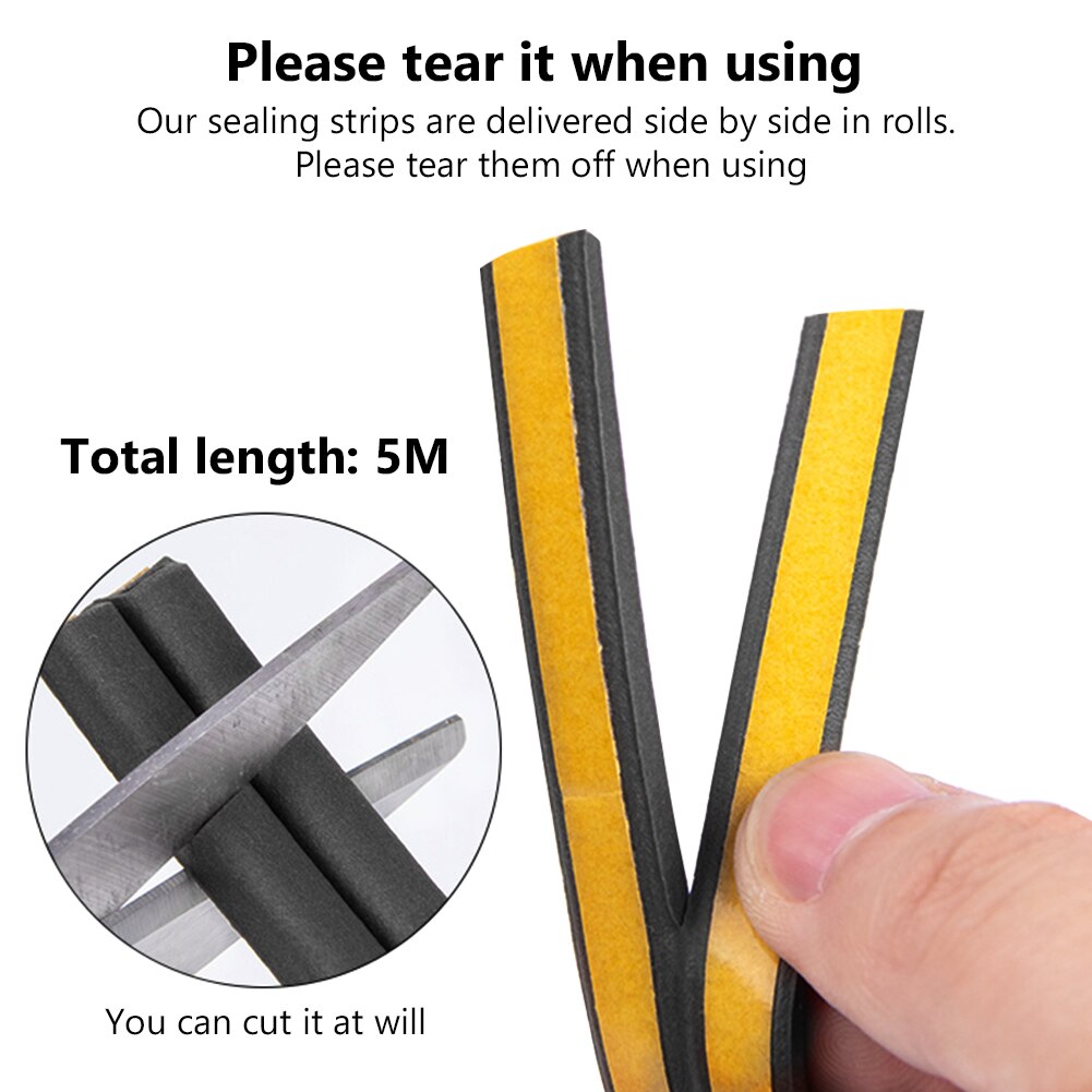 Sound Insulation Strip Foam Sticky Self-adhesive Sealing Anti-Collision Rubber Seal Draught Excluder Tape Door Window
