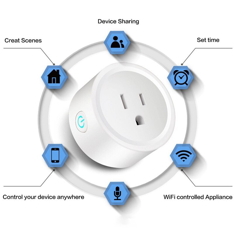 20A Tuya Smart Wifi US Plug Socket Outlet Power Monitor Timer Function Wireless Remote Control Works with Alexa Google Assistant