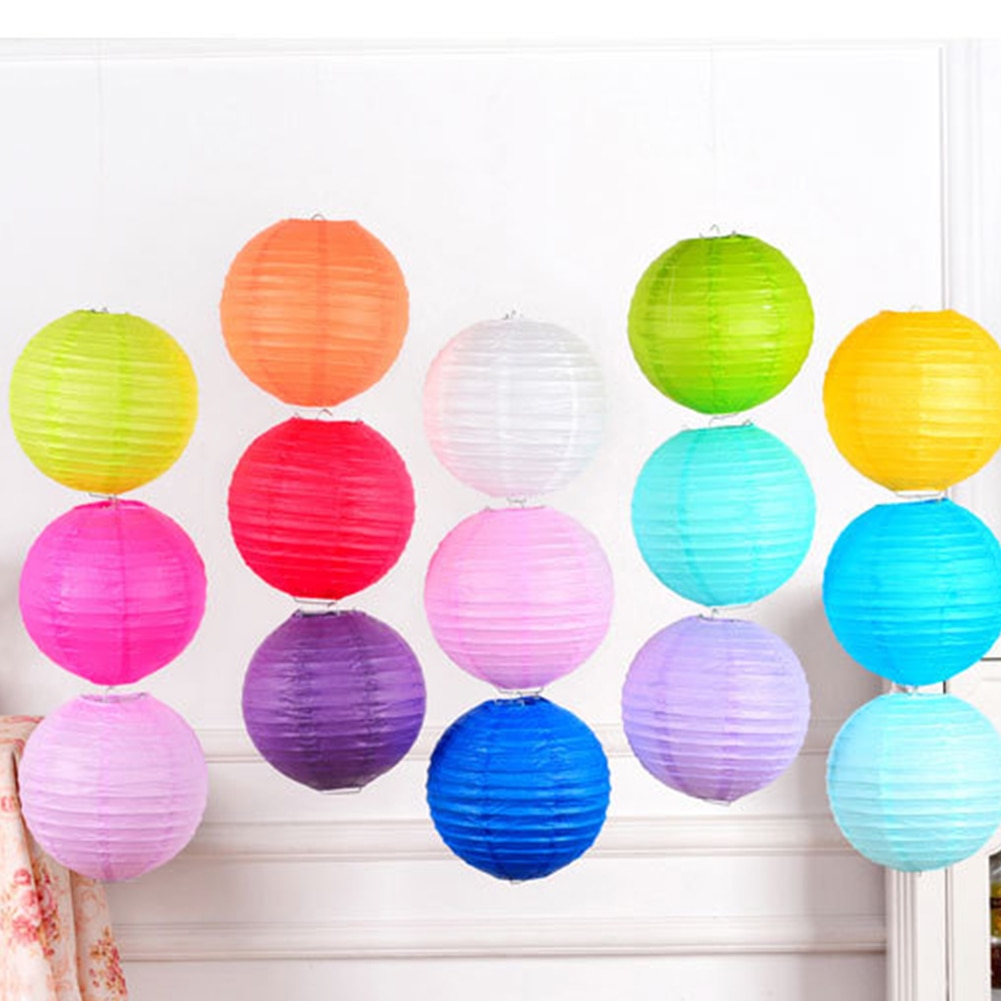 30cm White Round Chinese Paper Lanterns Hanging Paper Lanterns for Weddings Birthdays Parties and Events Atmosphere Lamp Decor