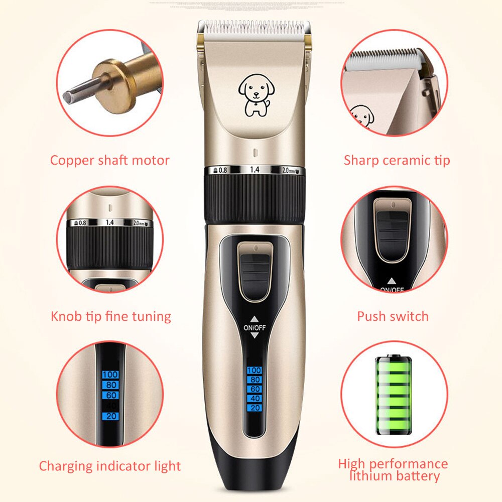 Professionele Hond Haar Clippers Grooming Elektrische Schaar Huisdieren Draadloze Oplaadbare Low Noise Pet Grooming Supplies