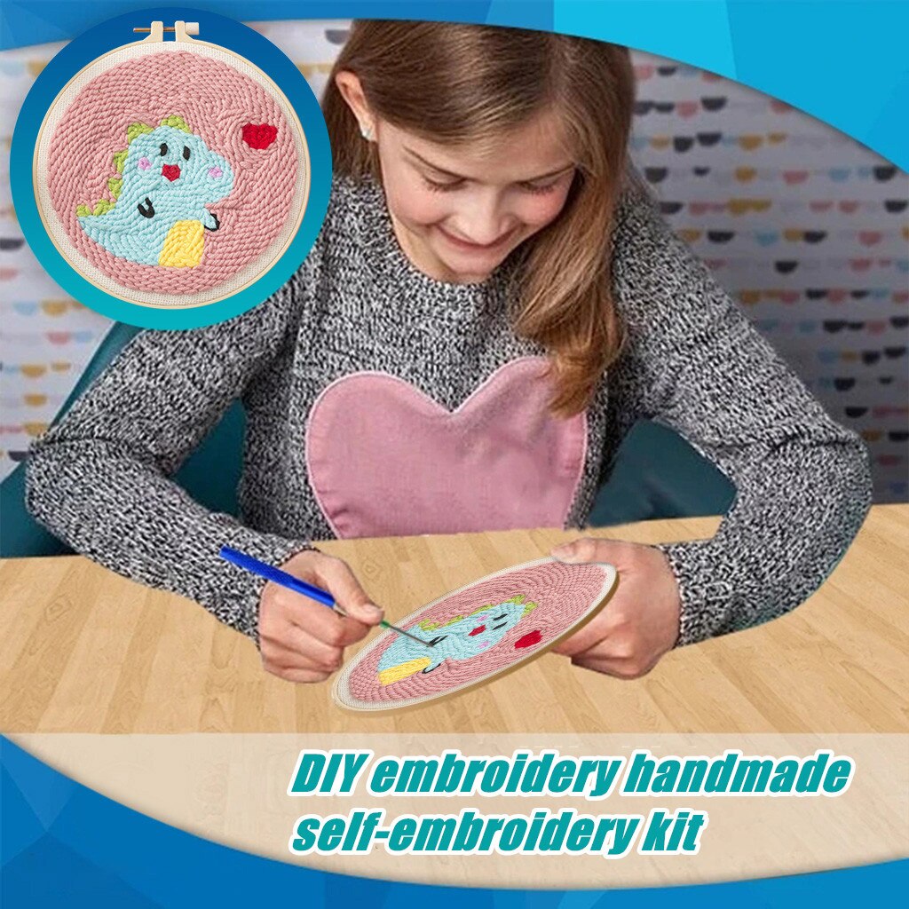 DIY Poke Embroidery Handmade Self-embroidery Kit Set Wool Embroidery CD