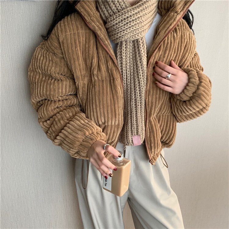 Abrigo informal PANA liviano y fino con cremallera para mujer, chaqueta con bolsillos, ropa holgada de Color sólido con relleno de algodón