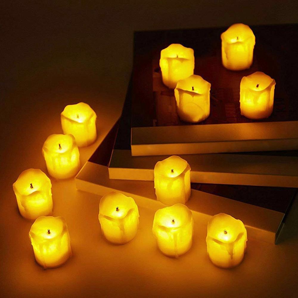 Pack of 12 Candles Lights LED Flameless Candles Light Smooth Flickering Candle Light Battery Operated for Home Wedding Decor
