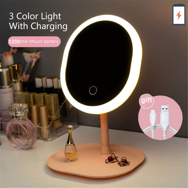 Makeup mirror with led mirrors 5 times magnifier standing mirror touch screen vanity mirror With lights desk cosmetic mirrors