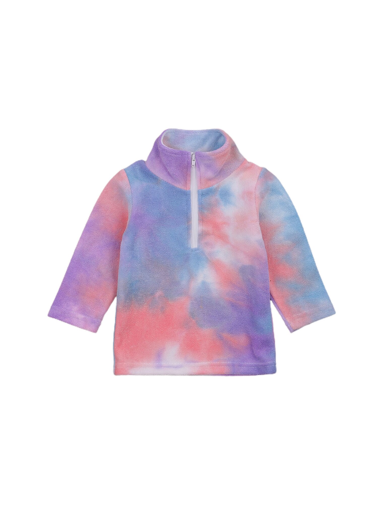 Baby Kid Jongens Meisjes Fleece Tie Dye Bovenkleding, Rits Hoge Hals Sweatshirts: 1 / 3M