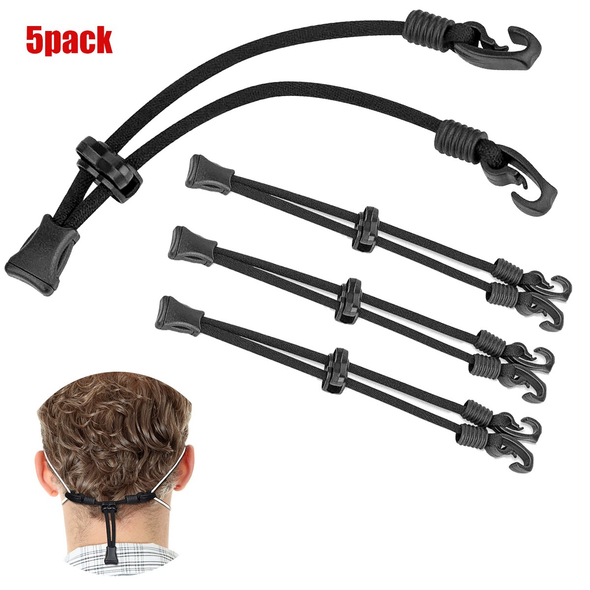 Mask Extender, Face Mask Holder, Anti-Slip Mask Buckle Strap，Mask Ear Rope Extenders Adjustment Buckle: 5pcs