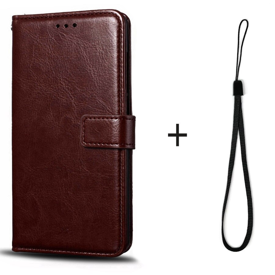 Case Voor Xiaomi Redmi 7A Case Cover Zachte Siliconen PU leather flip Voor Coque Xiomi Redmi 7A Telefoon Case met kaarthouder Magnetische: Style 1 Brown