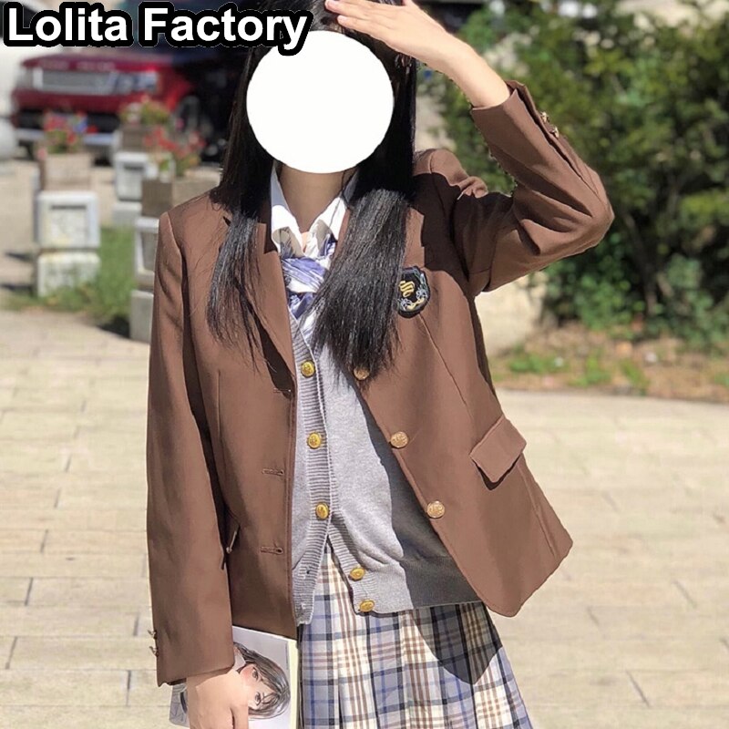 Japanese Women JK Blazer Suit jacket spring autumn High School Uniform for Students Girl coat Outwear College Style blazers Suit