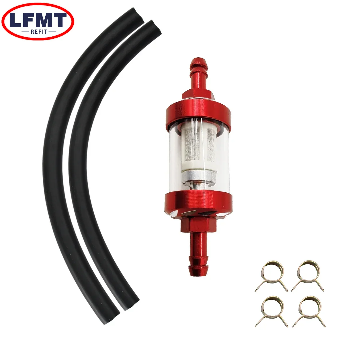 Filtro de aceite de gasolina y combustible de vidrio de aleación de aluminio CNC de 8mm Moto para Dirt Pit Bike 125/140/150/160cc CRF70 90 110 TTR100 110 KLX65