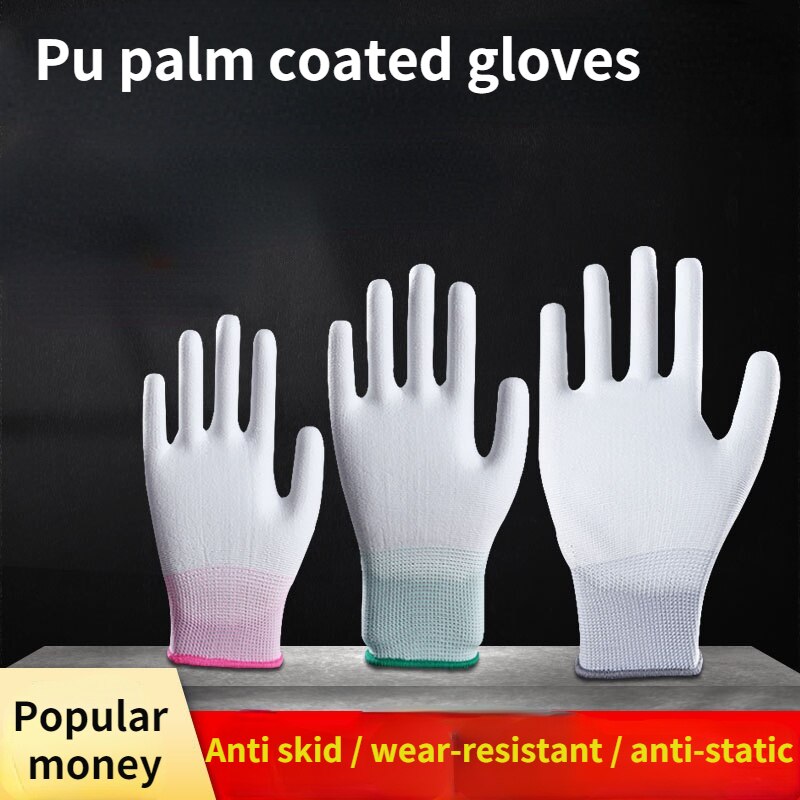1 Paar Antistatische Handschoenen Anti Statische Esd Elektronische Werkhandschoenen Pu Vinger Gecoat Vinger Pc Antislip Voor Vinger Bescherming
