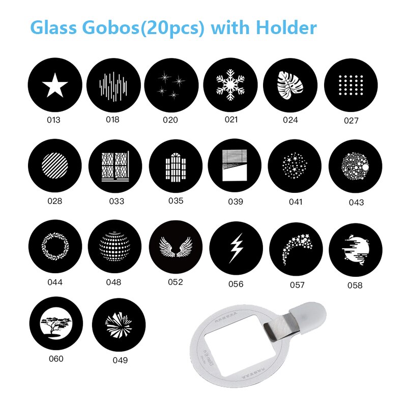 Conical Snoot Studio Lighting Accessory for LED Light Flash Strobe Light with Bowens Mount 20 Gobos F2.0 80mm Lens: Gobo Kit 1