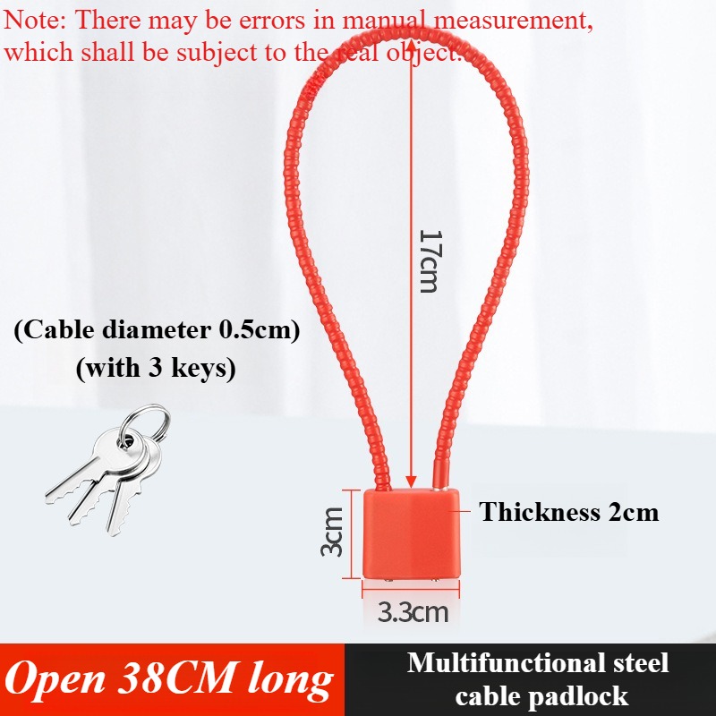 Portable Multifunctional Cable Lock Flexible Equipped with Keys Padlock Waterproof Alloy Steel Suitcase Lock Bicycle: Other