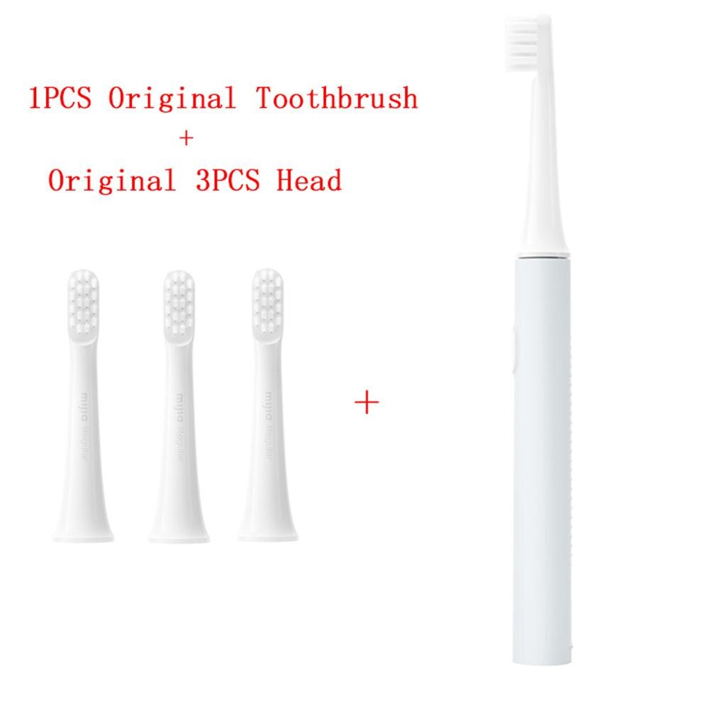 Xiaomi mijia  t100 sonisk elektrisk tandbørste voksen ultralyd automatisk tandbørste usb genopladelig vandtæt tandbørste: Blå tilføj 3 børste