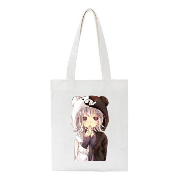 Janpan Anime Kokichi Oma Women Harajuku Casual Female Shoulder Canvas Bag Large Capacity Tote Bag Reusable Ladies Shopping Bags: 14