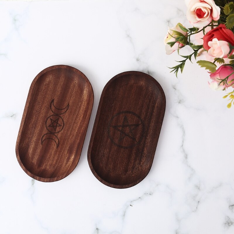 Mini Serving Trays Oval Wood Natural Dessert Cup Plate Small Wooden Cheese Plates for Jewellery Key Coin Tableware Decor