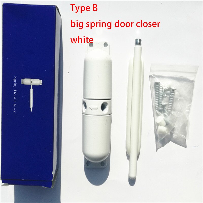 Spring Door Closer Automatic Closing Adjustable Surface Mounted Fire Rated Door Stopper Door Hardware: Type b white