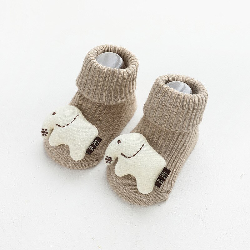 Herbst Winter Weiche Baumwolle Baby Mädchen Socken Neugeborenen Karikatur Ebene Baby Socken Kleinkind Baby Junge Socken Anti Unterhose Boden Socke frühling: khaki Elefant