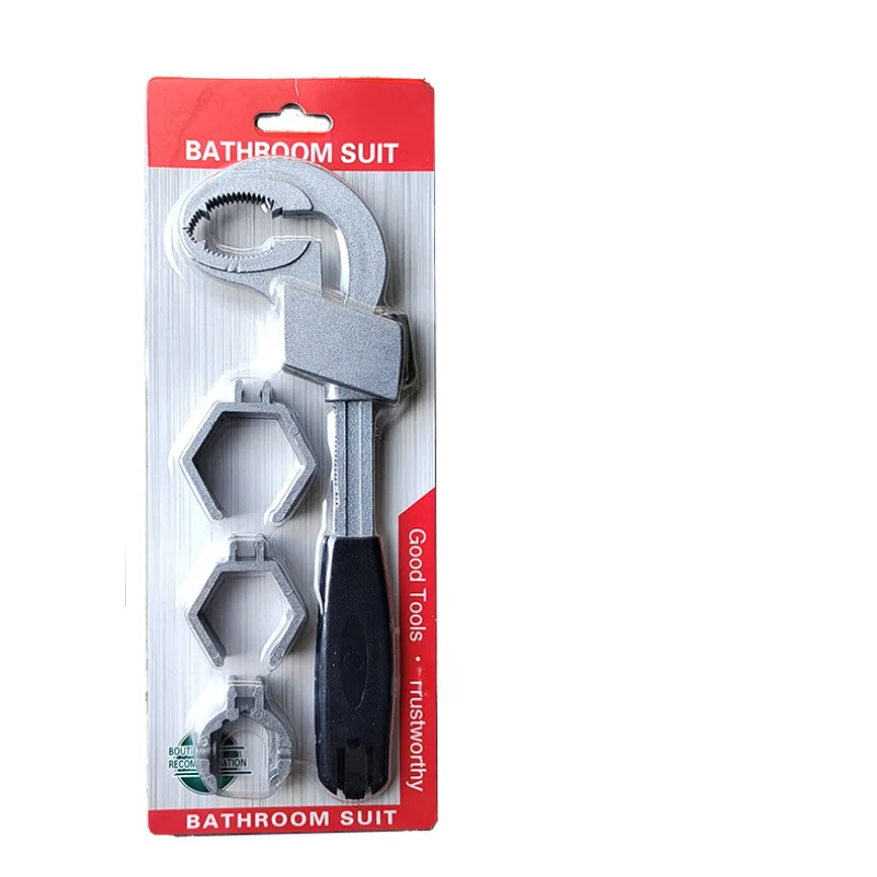 Clé universelle réglable à Double extrémité 4 en 1, clé de robinet multifonctionnelle pour salle de bain et plus encore: Argent