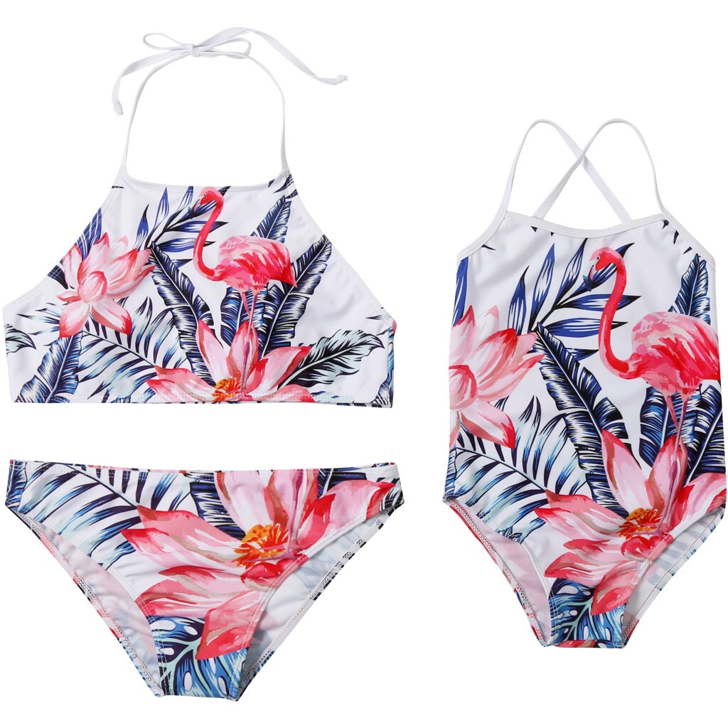 Strandkläder mamma och jag bikini flamingo baddräkt grimma tjej och kvinnor bikini set familjematch badkläder