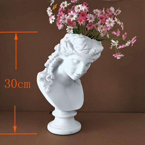 Vit harts david skulptur huvud vas blomsterarrangemang original imitation gips heminredning vas marseille ariadne vaser: 30cm ariadne