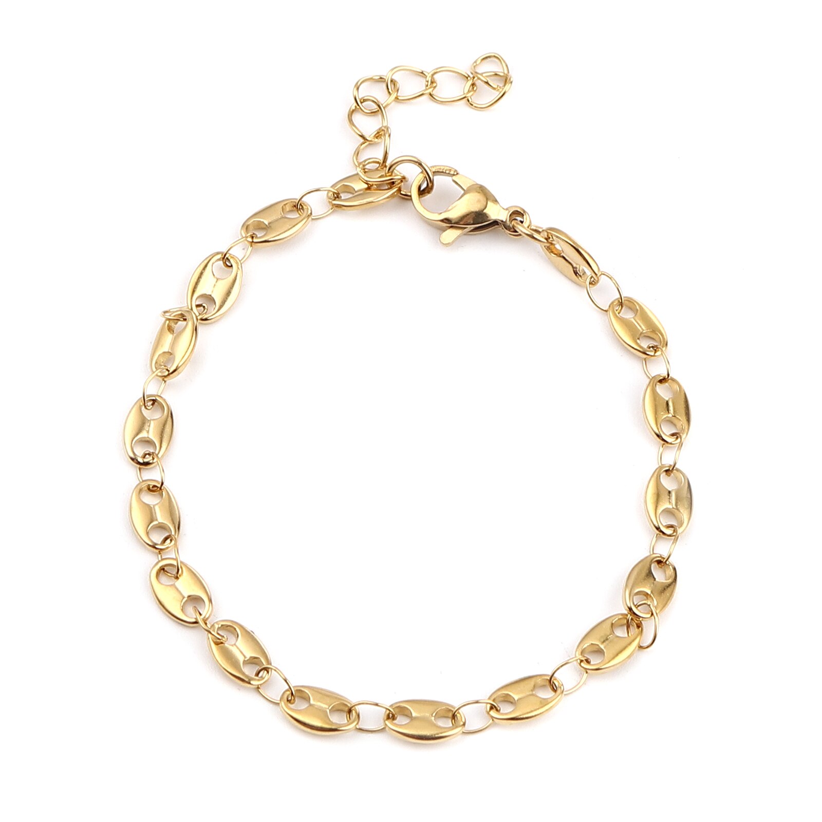 Rvs Armbanden Goud Kleur Zilver Kleur Koffieboon Ketting Armbanden Mode-sieraden 18.5Cm (7 2/8 ") lange, 1 Stuk: 2