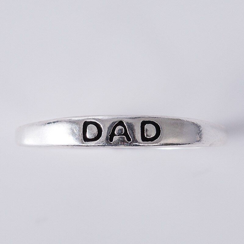 Modyle Klassieke Zilveren Kleur Ring Sieraden Brief Mama en Papa Ring voor Vrouwen Man Clear Mode Vaderdag Moeder dag