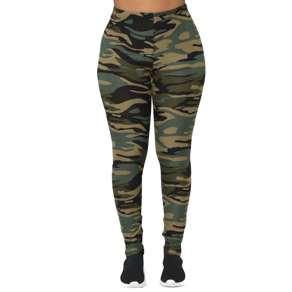Yogabukser kvinders camouflage træning leggingsladies print våd høj talje bukser bukser sportleggings vrouwen  #j3s: Grøn / M