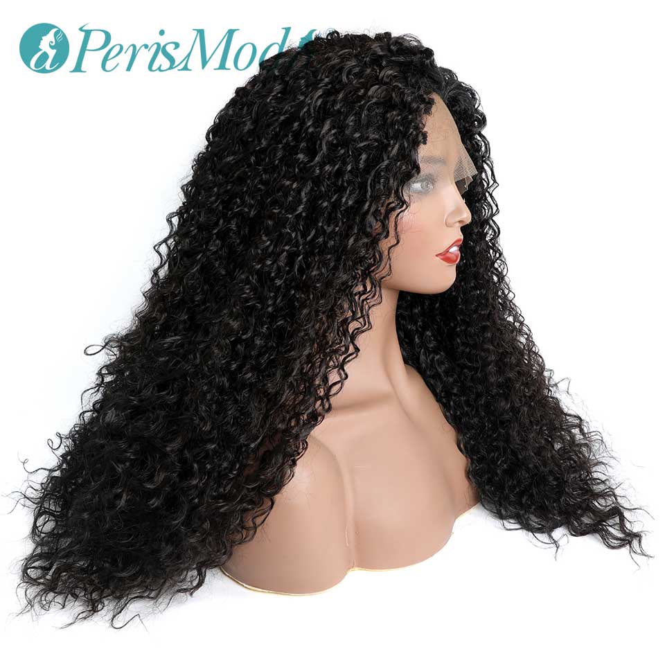 Peluca de encaje negro rizado Largo con Pelo de bebé para mujer, pelo de rizado largo, pelucas frontales de encaje sintético, pelucas de fibra resistentes al calor