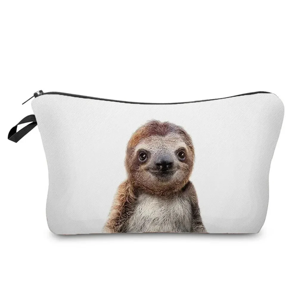 Cute Animal Series Panda Koala Elephant Print Women's Bag Casual Cosmetic Bags Waterproof Makeup Bag Portable Small Toiletry Bag: Silver