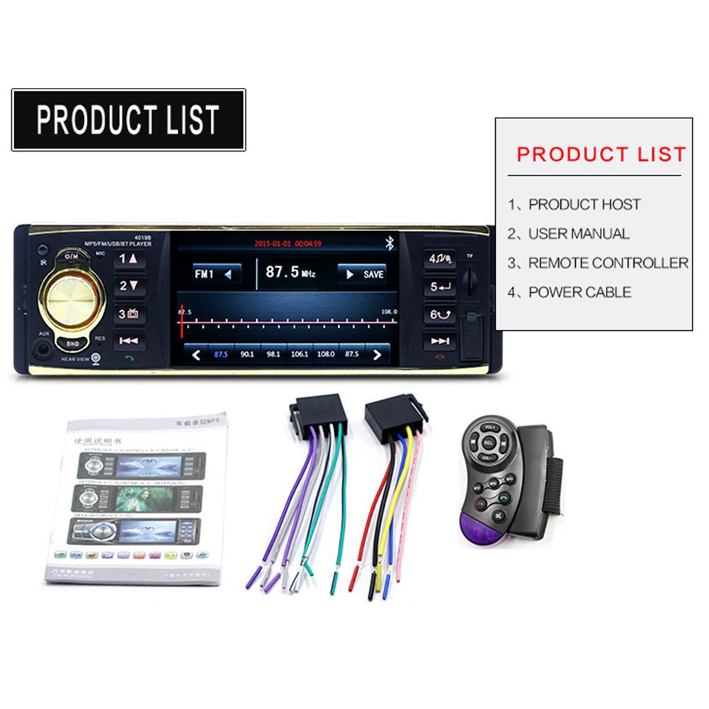 4.1 pouce autoradio MP5 Player 1 Din HD 800*480 Bluetooth télécommande FM/AUX/USB/TF volant contrôle Auto lecteurs vidéo