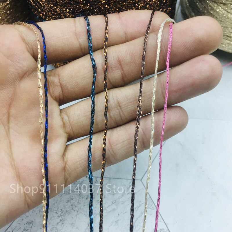 Hilo de ganchillo para tejer a mano, hilo fino hueco, oro, plata, seda brillante, metalizado, hilo aguja, artesanal, bolsa de oso hecho a mano, 500g