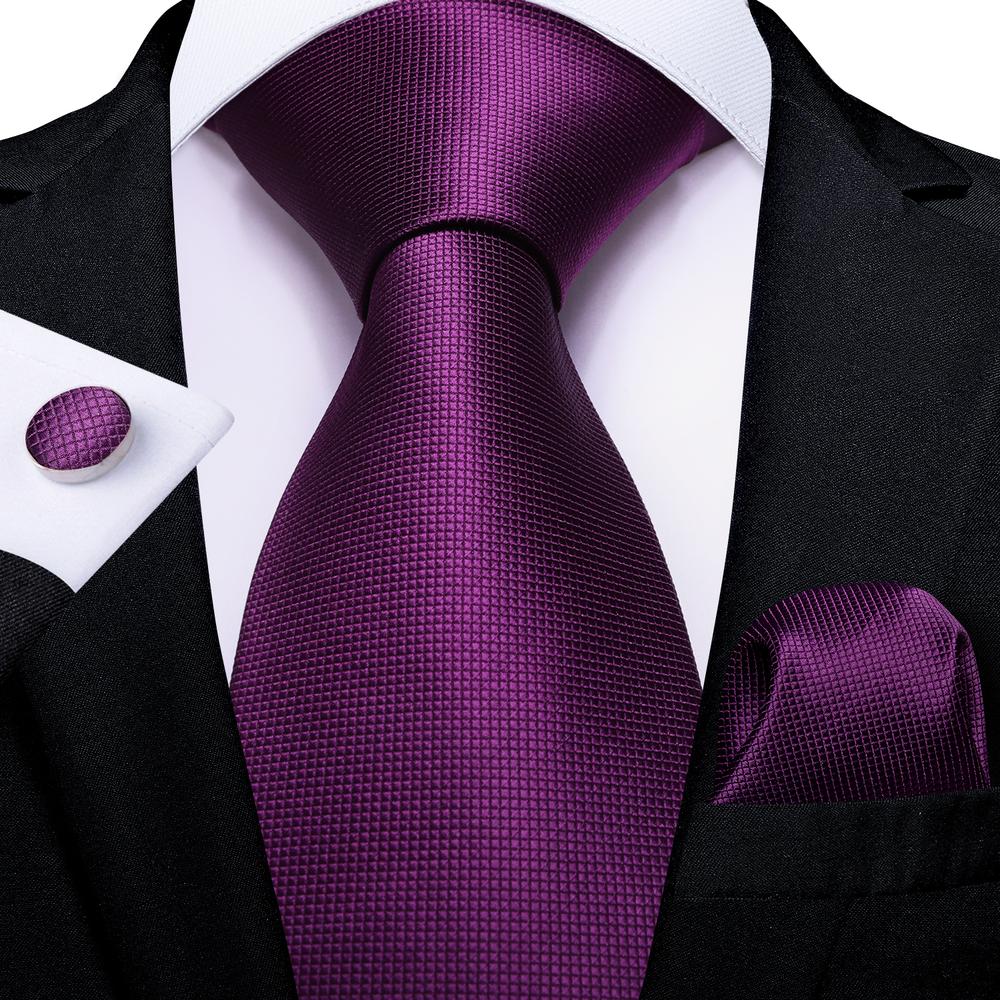 Hi-Tie Paars Solid Paisley Zijde Bruiloft Stropdas Voor Mannen Handky Manchetknoop Mannen Stropdas Set Party business: SN-0236