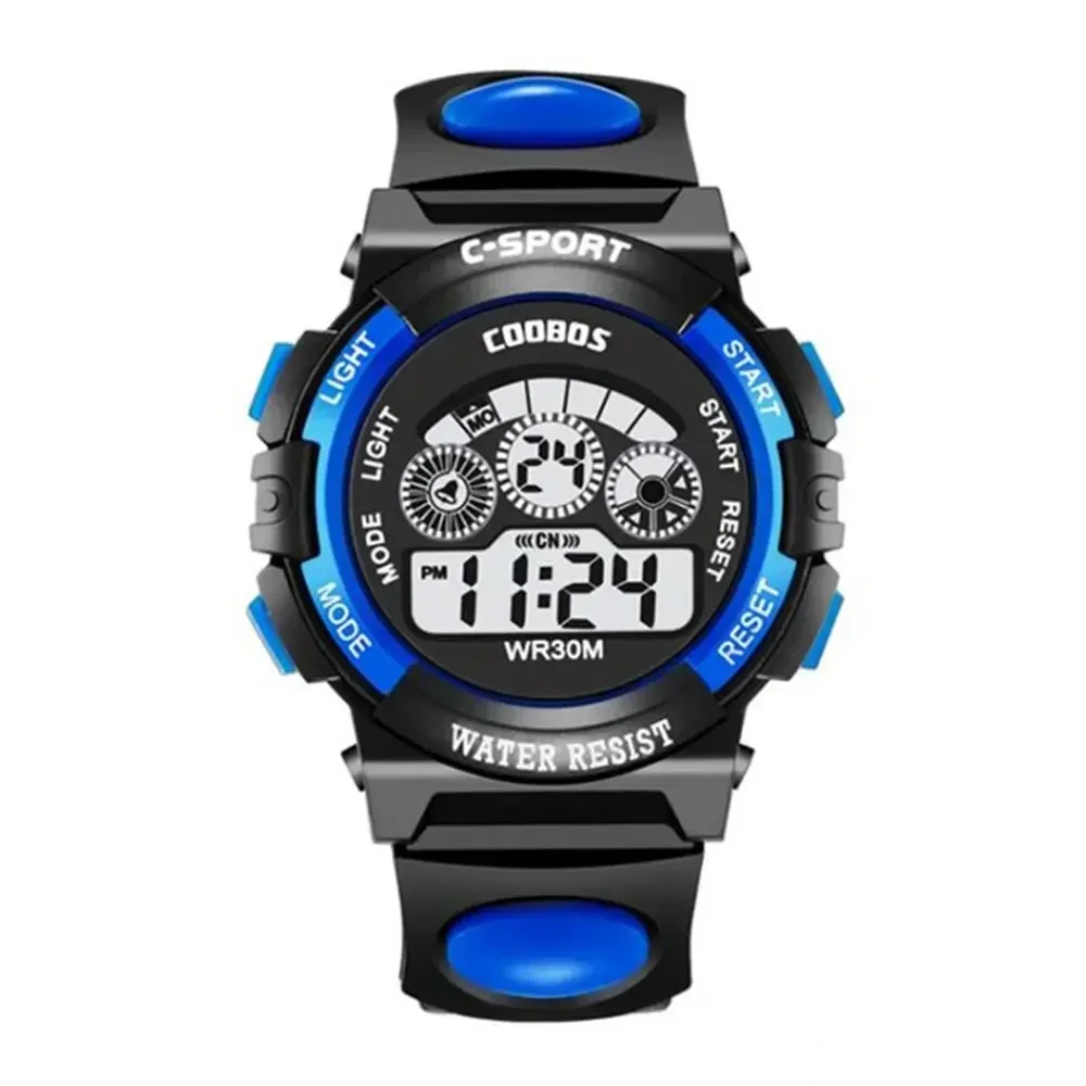 Relojes electrónicos para niños Esfera luminosa Relojes despertadores multifunción impermeables Reloj de pulsera digital LED para niños y niñas: Rojo
