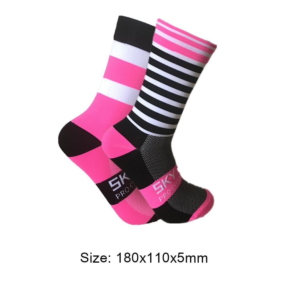 Sport Sokken Siliconen Nylon Sport Afdrukken Riding Sokken Anti-Slip Unisex Fietsen Fietsen Kalf Lengte Sokken Fietsen: Black Pink