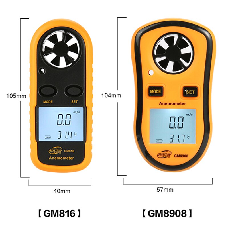 Mini størrelse bærbart omdrejningstæller lcd digitalt anemometer vindhastighedsmåler meter håndholdt vindmåler vindhastighedsmålingsværktøj  gm816