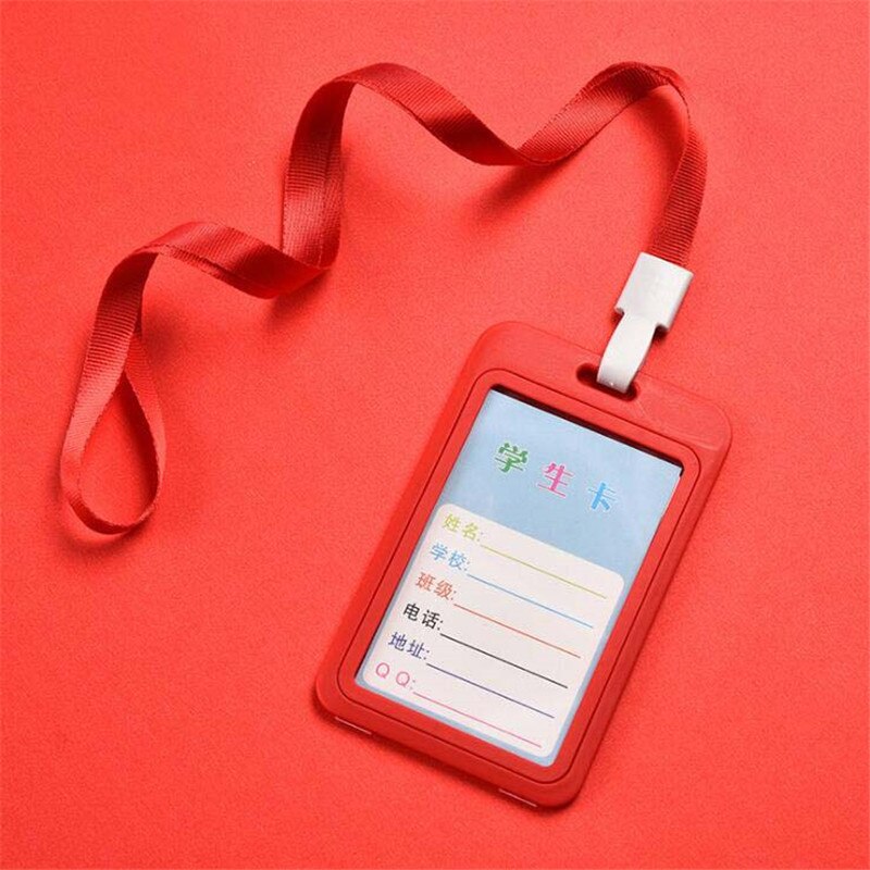 Kawaii Carino Cassa del Supporto di Carta di IDENTIFICAZIONE di Affari Del Fumetto autobus Della Copertura Della Carta di Credito Bancario in PVC Trasparente per il Capretto Studente Delle Donne Distintivo sacchetto del Regalo del sacchetto: Rosso