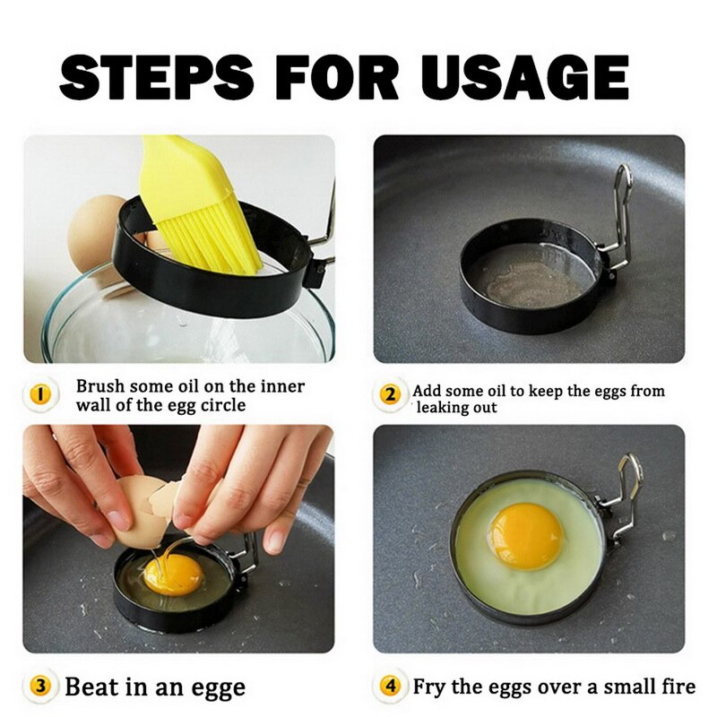 Anneau d'oeuf antiadhésif moule Shaper cercles oeuf frit crêpe Shaper Omelette moule acier inoxydable cuisine friture oeufs moule outils