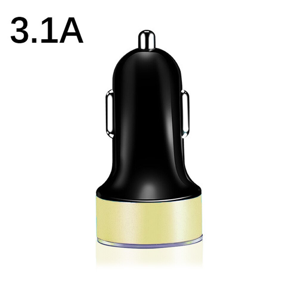 Cargador de coche USB Dual 3.1A 5V con pantalla LED cargador de coche Universal para Xiaomi Samsung S8 iPhone X 8 Plus Tablet: 3.1A-Gold